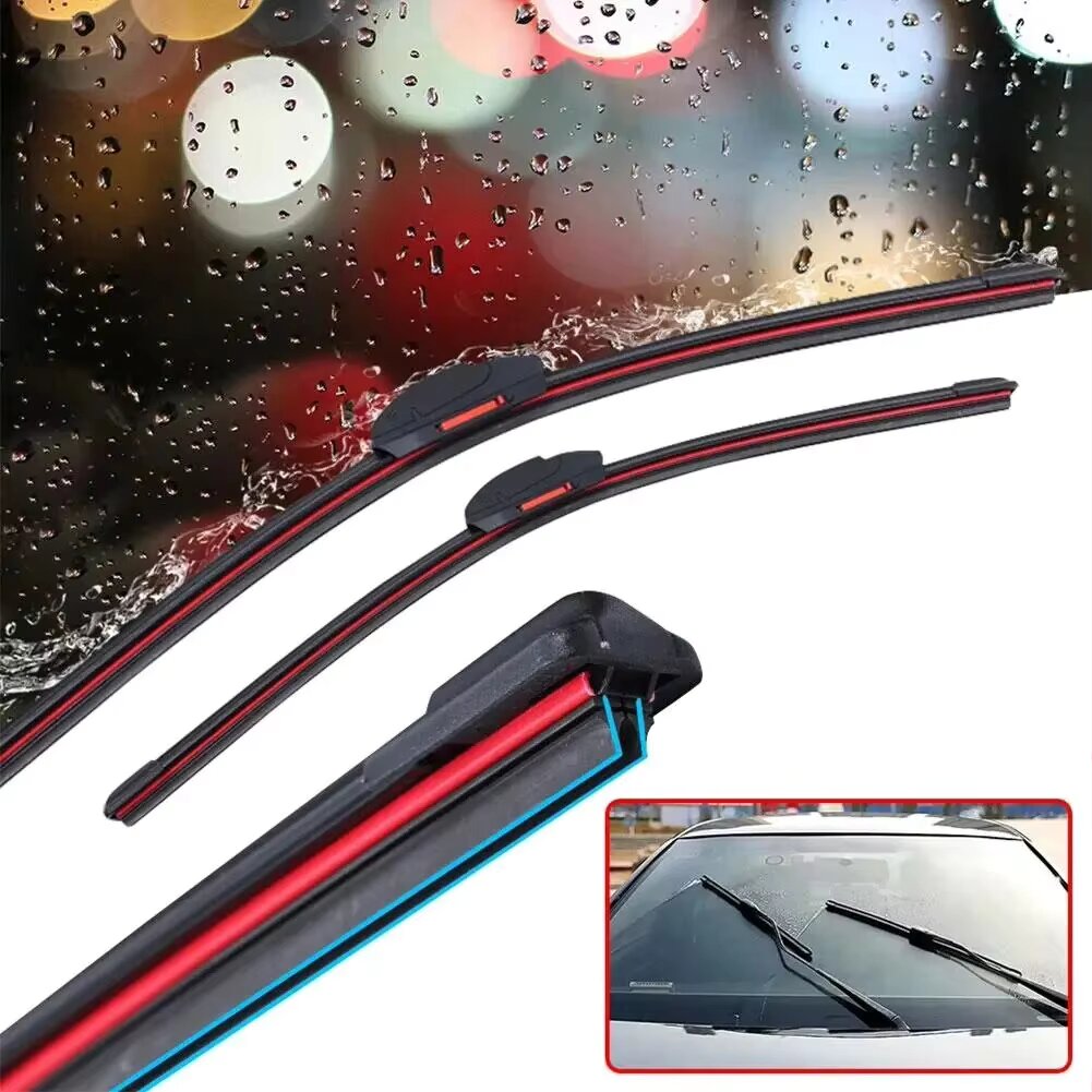 Universal Car Windshield Wiper Blades, Double Layer Soft Rubber, Easy Installation, Automotive Replacement Wipers - 18", 22", 24", 26"