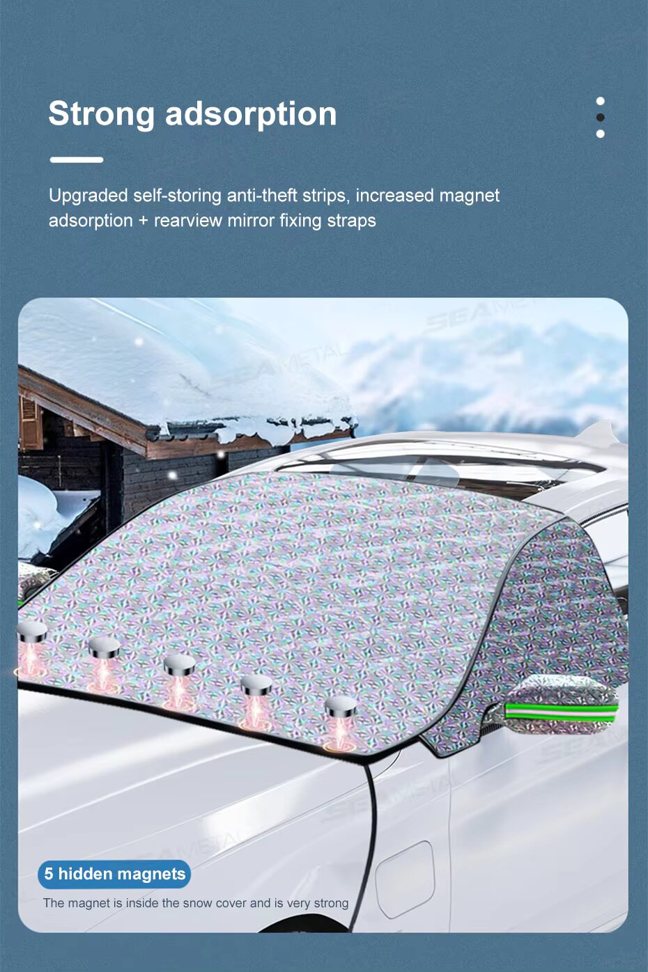 Universal Windshield Cover, Snow and Sun Protection with Windproof Strap